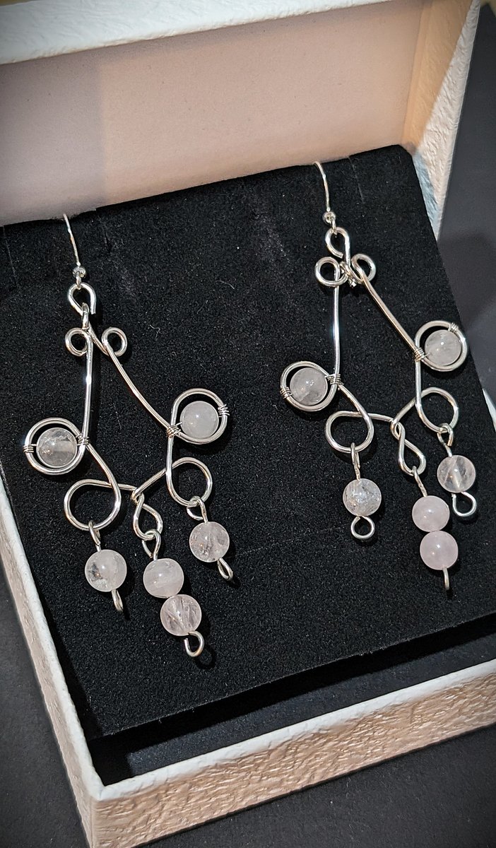 Rose Quartz earrings - Rose Quartz Earrings - Silver by Loutan Beauty