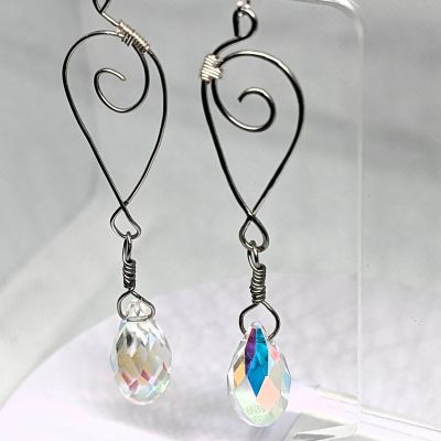 Crystal Tear Drop Earrings - Handmade