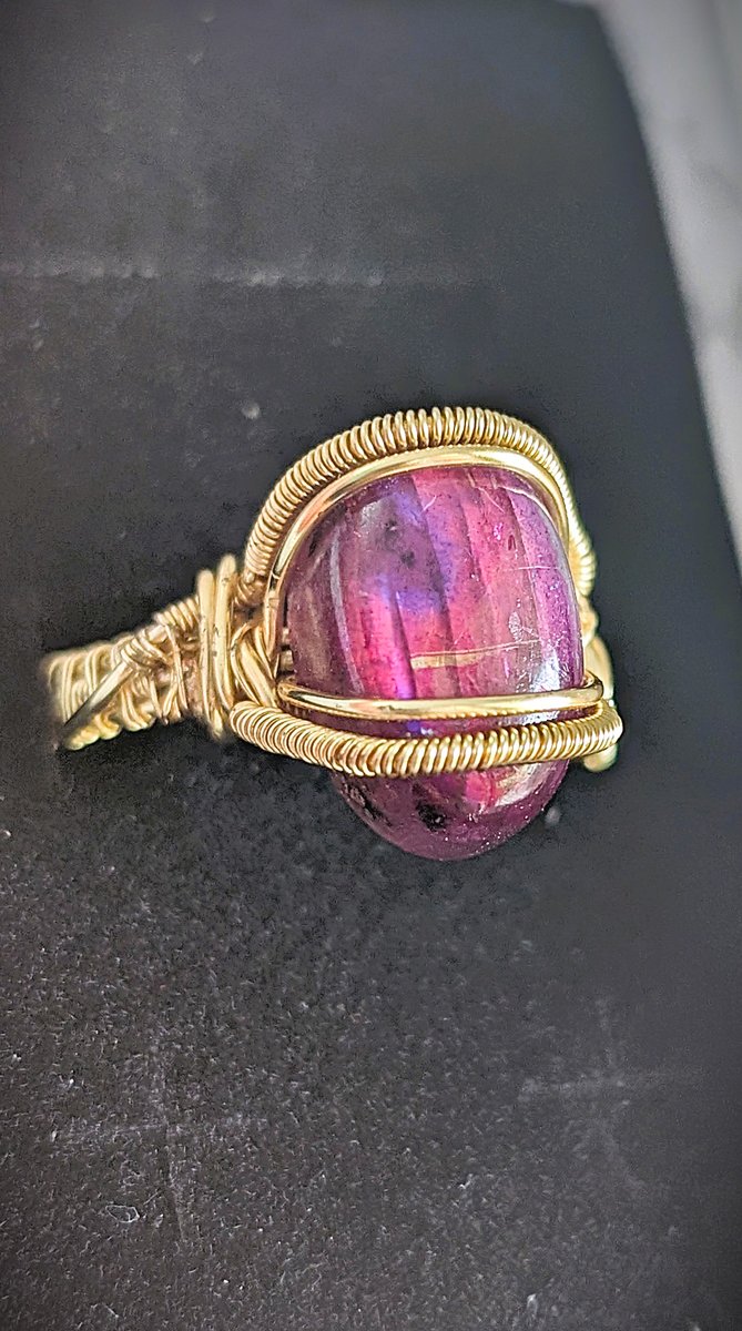 Labradorite ring - Purple Dyed Labradorite Ring by Loutan Beauty