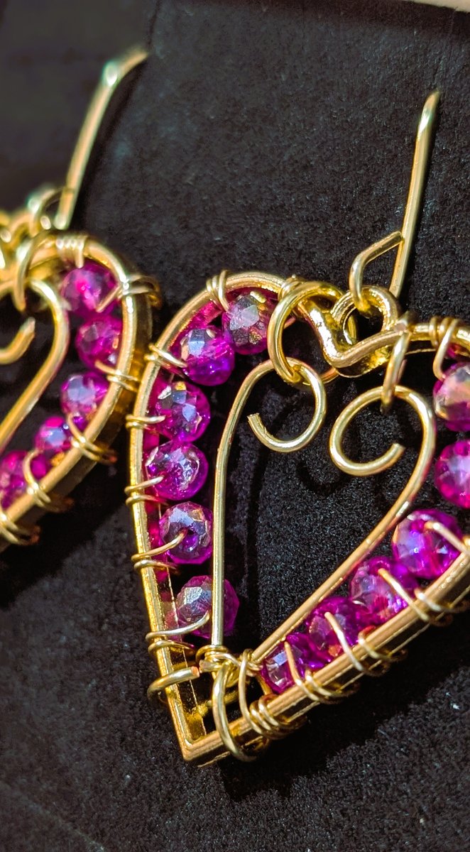 Crystals earrings - Heart and Crystal Earrings by Loutan Beauty