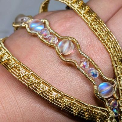 Gold Arm Cuff with Mermaid Tear Beads