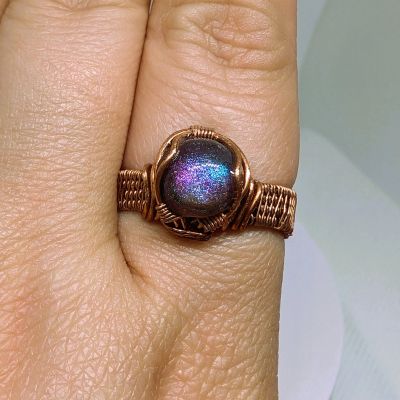 Purple-Blue Colour Changing Ring - Handcrafted - Resin Cabachon