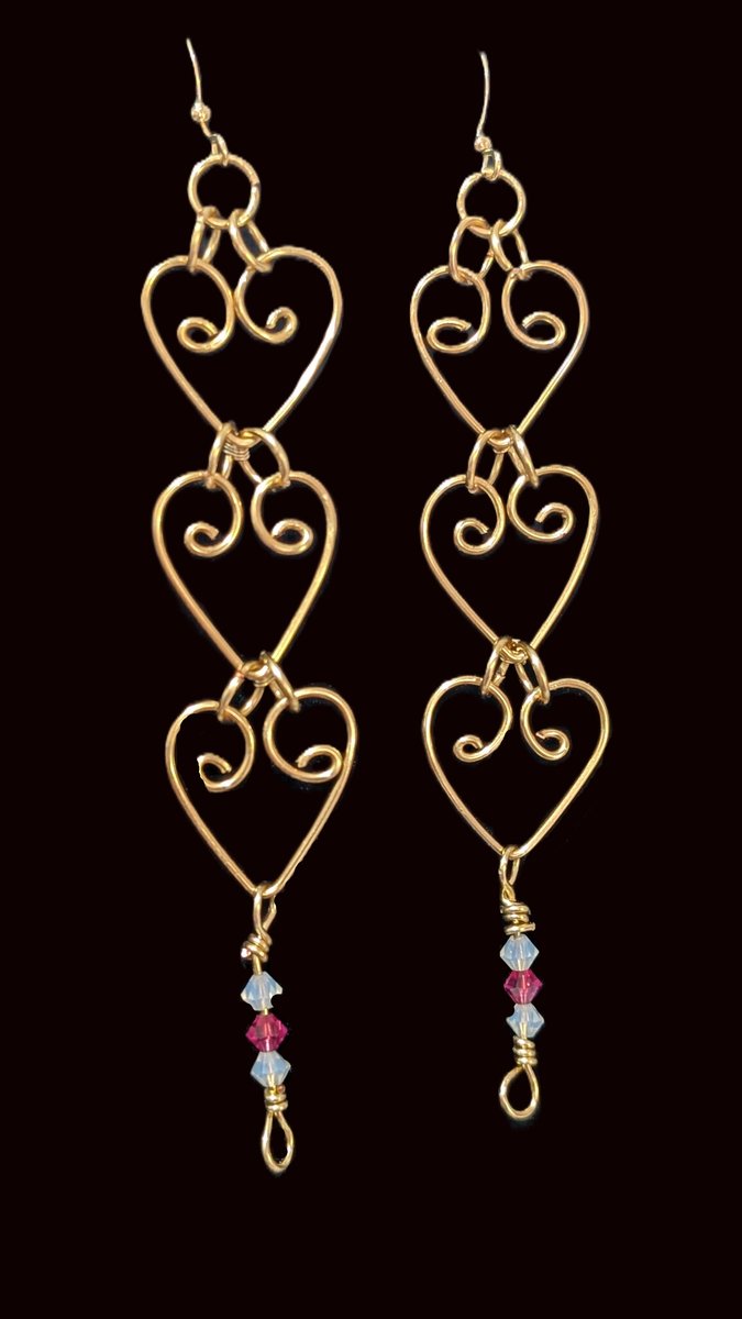 earrings - Heart Cascade Earrings - Gold by Loutan Beauty