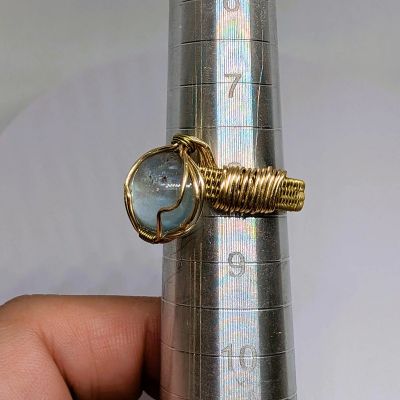 Light Blue and Pink Holographic Effect Ring - Handcrafted - Resin Cabachon