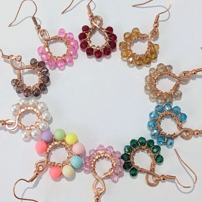 earrings - Copper Beaded Earrings - Handmade. Variety of colours available! by Loutan Beauty