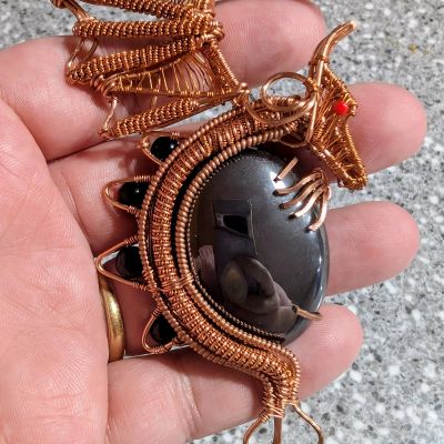 Dragon Pendant with Hematite Stone Egg