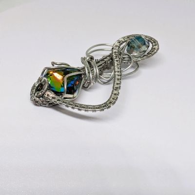 Rainbow Pendant - Swarovski Crystal - Silver Plated Copper Wire Wrapped