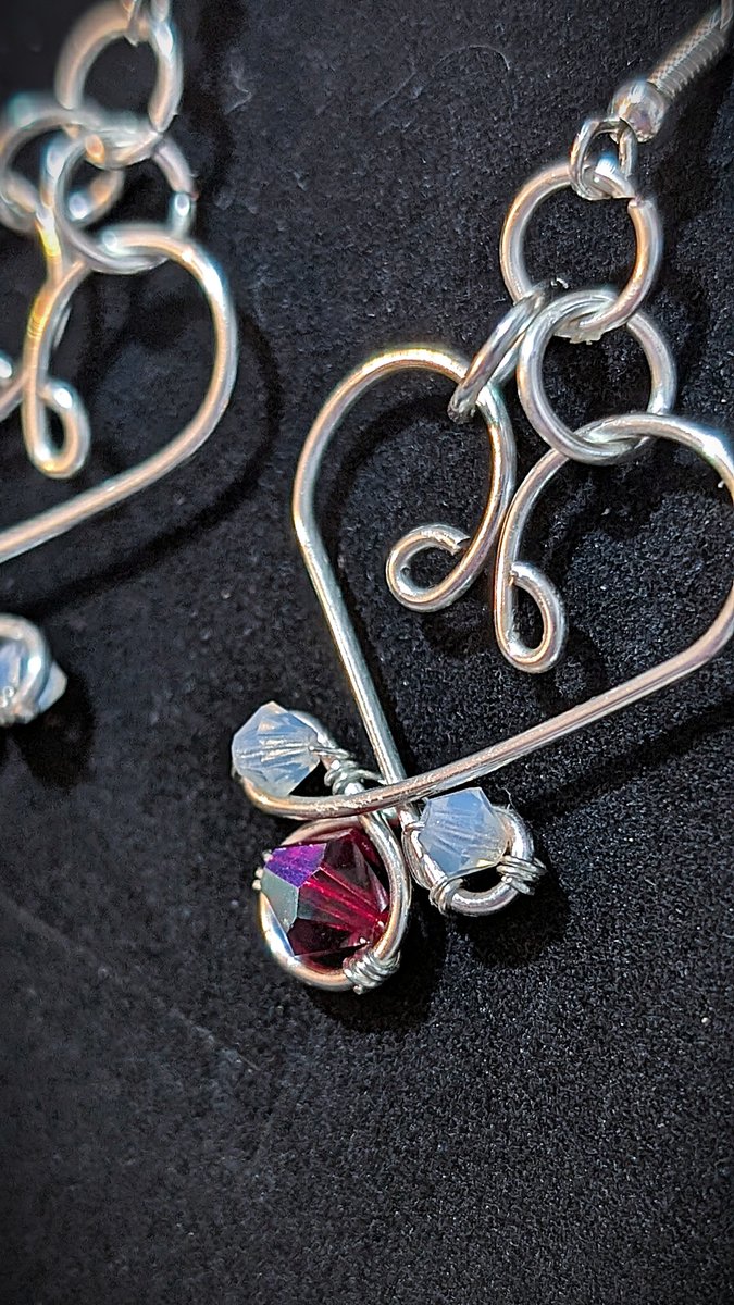 Crystals earrings - Small Heart Drop Earrings  - Silver by Loutan Beauty