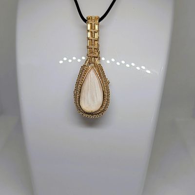 Pink Scolecite and Gold Pendant with Necklace