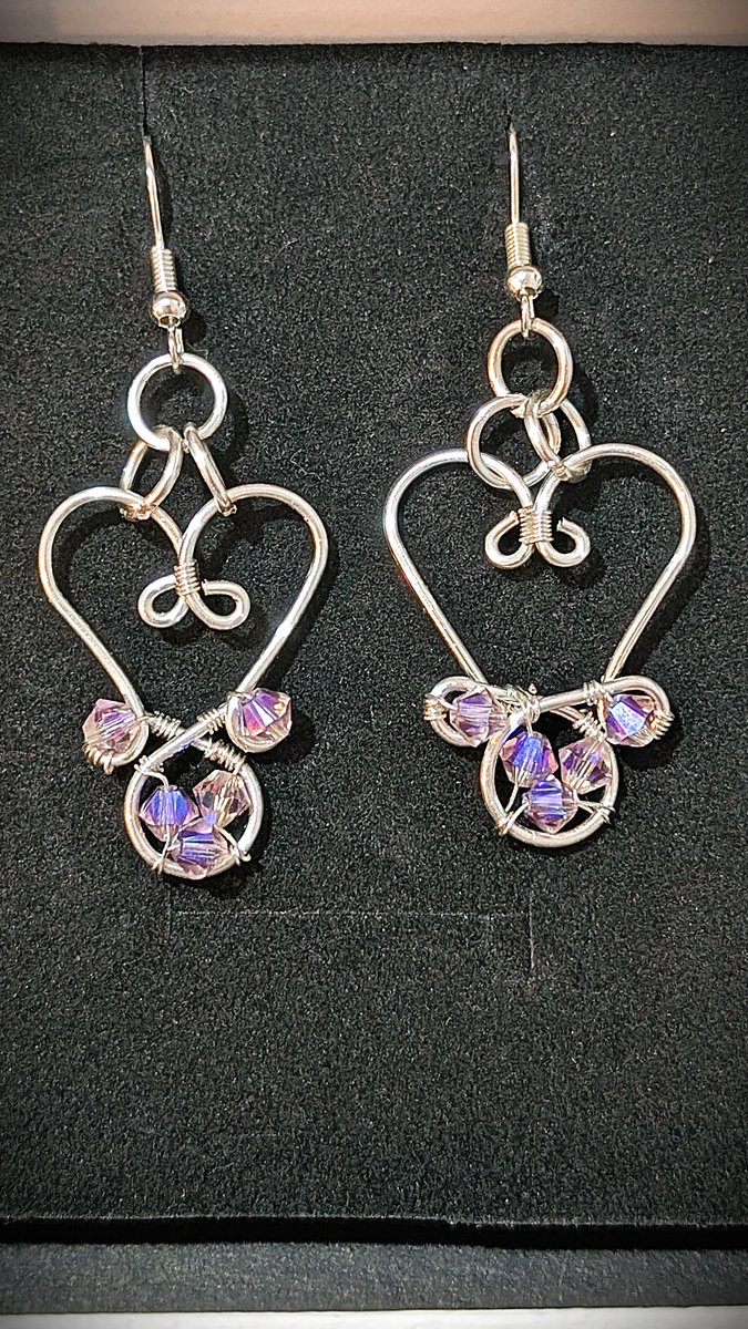 Crystals earrings - Small Heart Drop Earrings  - Silver by Loutan Beauty